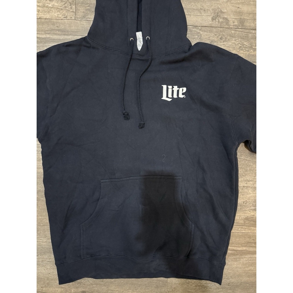 Miller Lite Beer Hoodie Men's Size L Black Football Logo Pullover